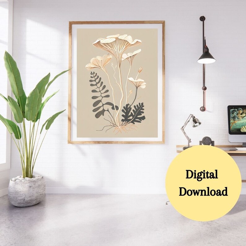 Picture of Mystical Mushroom Wall Art Printable Botanical Home Decor Digital ...