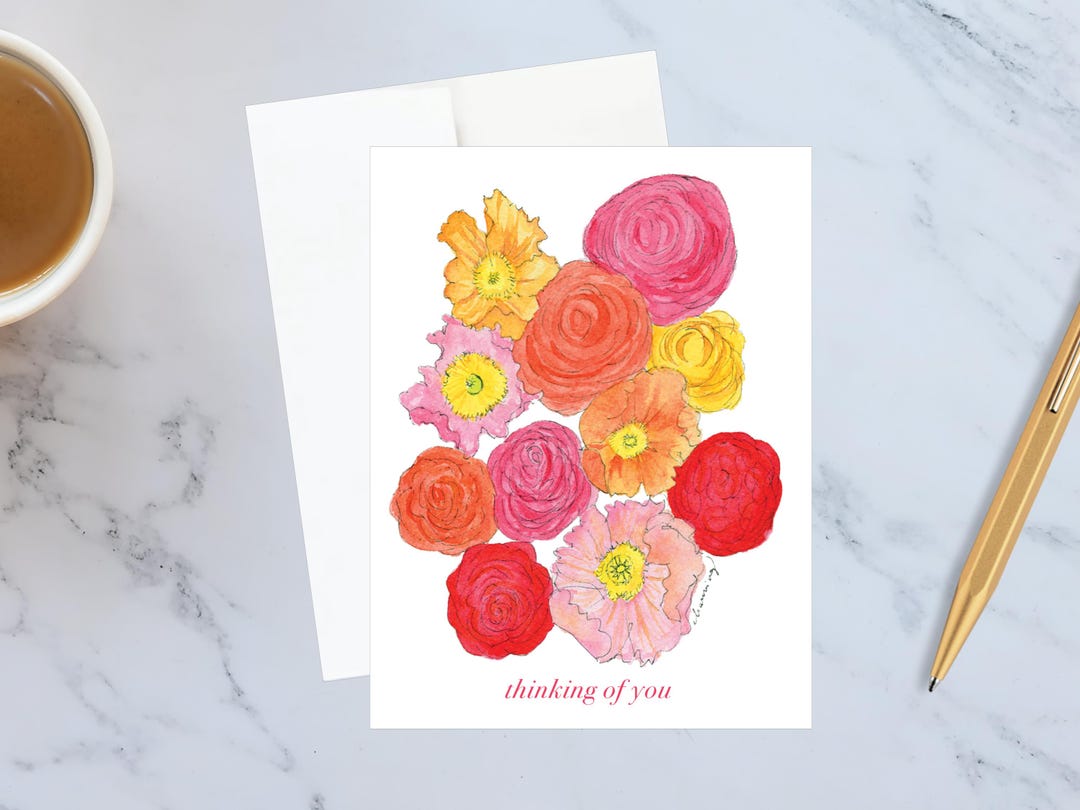 Thinking of You Floral Greeting Card - Etsy