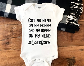 Mind On My Mommy Baby Onesie®, Mommy On My Mind Outfit, 90's and 2000's, Throwback Shower Gift
