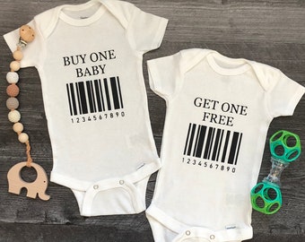 Buy One Get One Free Baby Onesies®, Twin Pregnancy Announcement, Matching Set, Funny Twin Onesies®, Buy One Baby Get one Free, Twin Onesies®