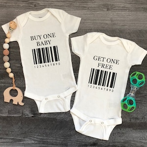 Buy One Get One Free Baby Onesies®, Twin Pregnancy Announcement, Matching Set, Funny Twin Onesies®, Buy One Baby Get one Free, Twin Onesies®