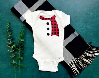 Plaid Snowman Scarf Onesie®, Winter Baby Outfit