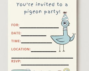 The Pigeon Mo Willems Fill-in Birthday Invitation (print at home)