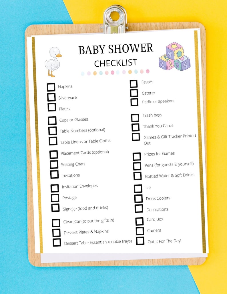 Baby Shower Planning Checklist Printable Etsy