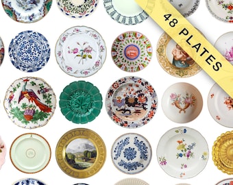Printable Dollhouse Miniature Plates | 1:12 Scale, Vintage Designs (Digital Download)