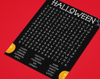 Printable Halloween Word Search Sheet | JPG Format | 8.5" x 11" | High Resolution 300 dpi