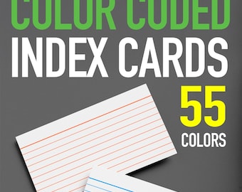 Colorful Lined Index Cards (3x5) - 50 Color Printable Set (Digital Download)