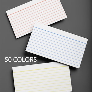 Index Card Printable Pack 3&quot;x5&quot; - 50 Colors | High Resolution PDF | 50 Sheets 50 Colors | Instant Download