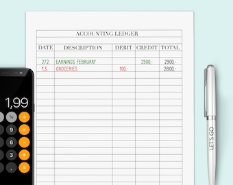 Printable Accounting Ledger Sheet | Small Business Finance (PDF, JPG)