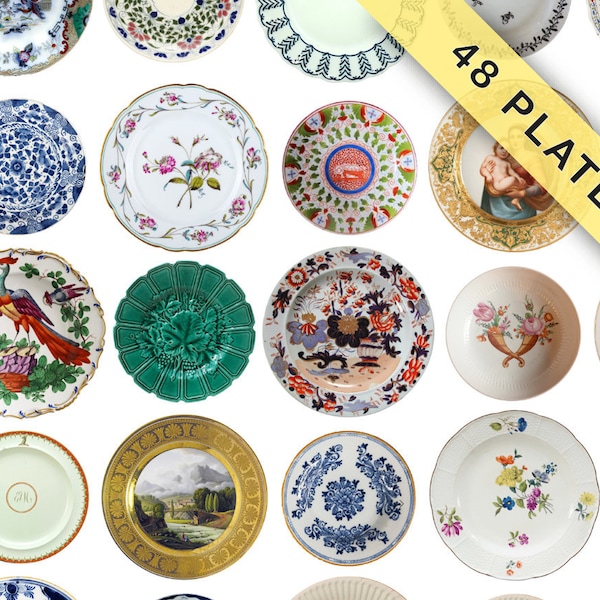48 Printable Miniature Plates 1:12 | 48 Plates | Instant Digital Download | JPG Format