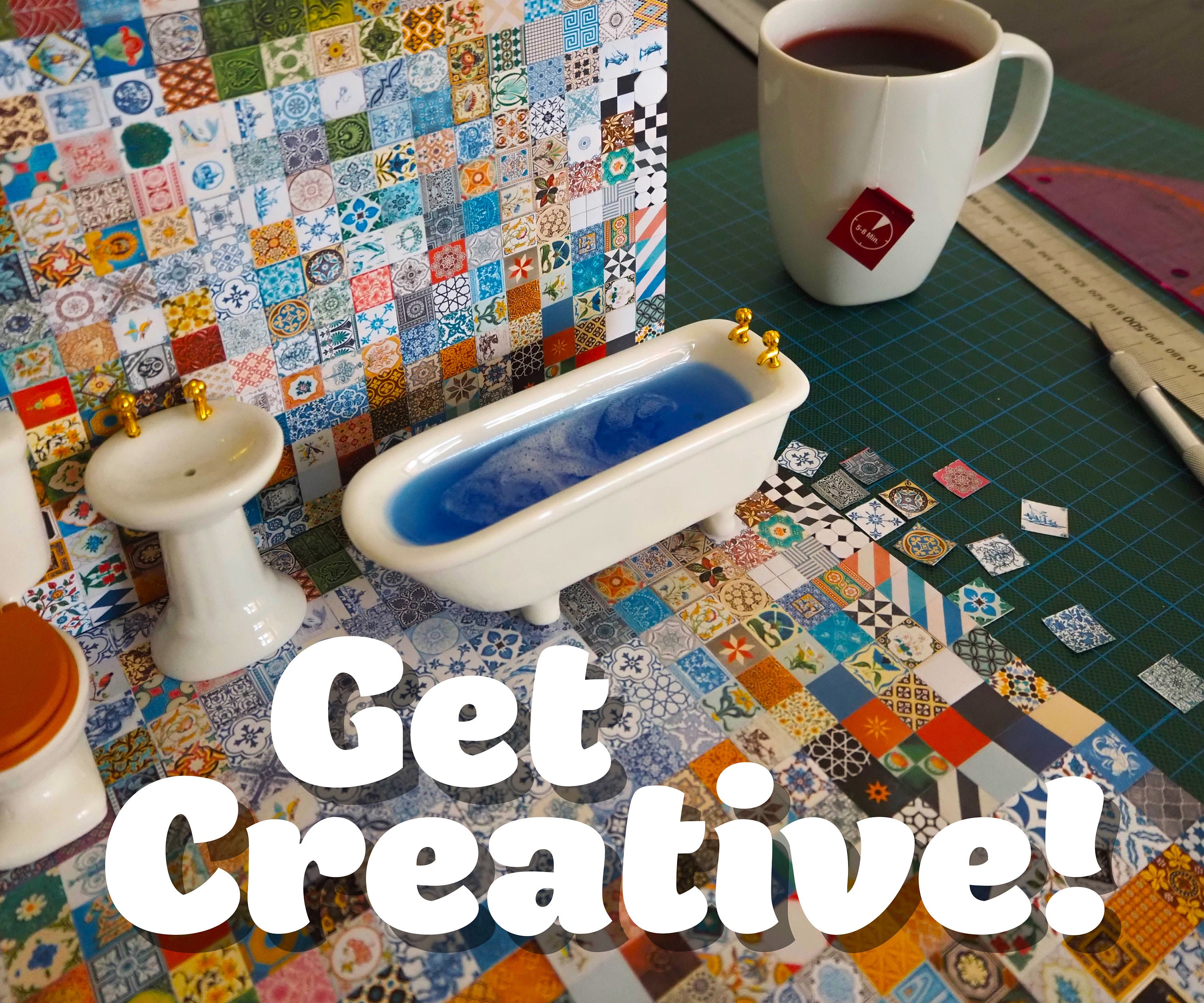 300 Unique Printable Miniature Tiles for Bathroom, Kitchen, Wall ...