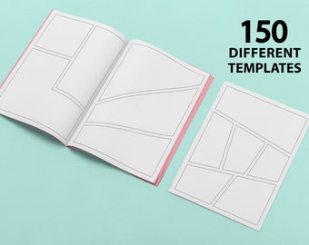 Printable DIY Comic Grids | 150 Different Templates | PDF Format | 8.5" x 11" | Instant Download