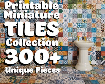 300 carreaux miniatures imprimables uniques pour salle de bain, cuisine, mur et sol 1:12 | Téléchargement instantané | Format PDF haute résolution