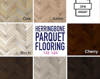 Miniature Flooring | Herringbone Parquet Flooring | Printable JPG + Seamless Generator