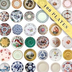 100 Printable Miniature Plates 1:12 | 100 Antique Vintage Plates | Instant Digital Download | JPG Format