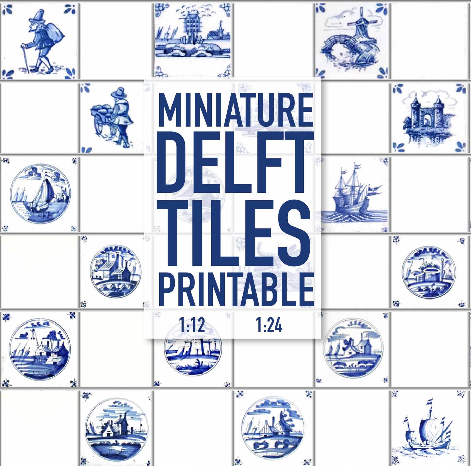 Antique Delft Tiles Miniature Printable ( JPG ) 18th Century - Etsy