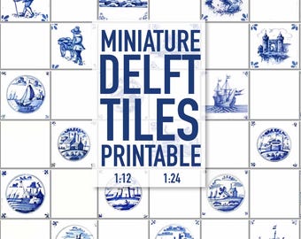 Antique Delft Tiles Miniature Printable ( JPG ) 18th Century