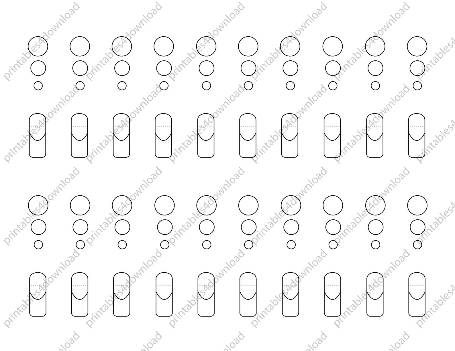 Printable Nail Art Practice Pack 12 Templates 6 Nail