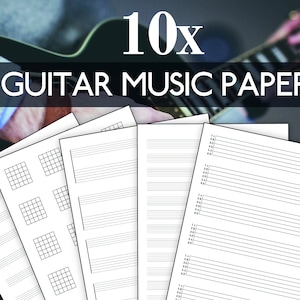 Guitar Printable Music Manuscript & Tab Paper Pack | 10 Templates | 8.5&quot; x 11&quot; | Standard Staves, Tablature 6-Line, Chord Diagrams etc