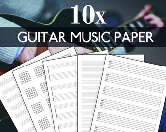Guitar Music Paper | Manuscript & Tablature Templates (Digital Download)