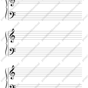 Blank Sheet Music for Piano Printable Pack 10 Templates | Etsy