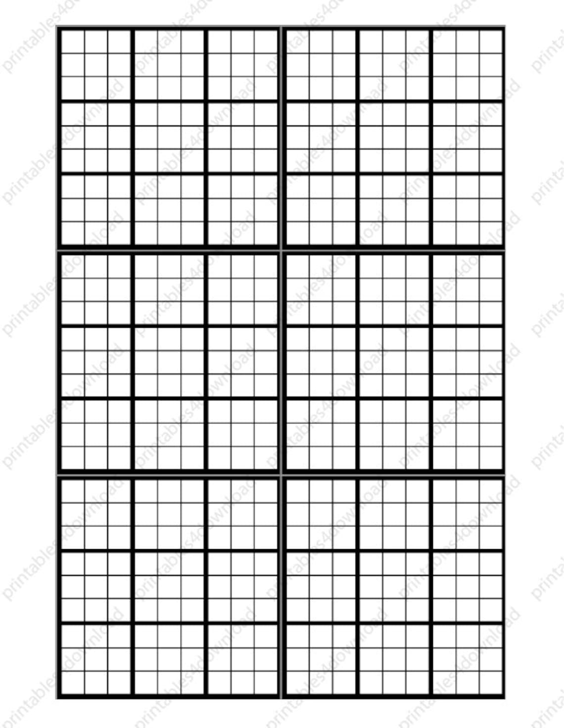 Blank Sudoku Printable Sheet High Resolution JPG File Etsy Australia