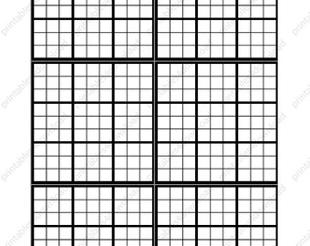 blank sudoku printable sheet high resolution jpg file etsy