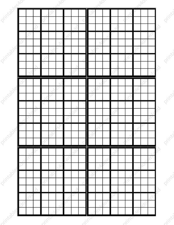 imprimible Sudoku en blanco / archivo JPG de alta Etsy España