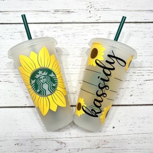 Personalized Sunflower Reusable Starbucks Cold Cup | Custom Tumbler