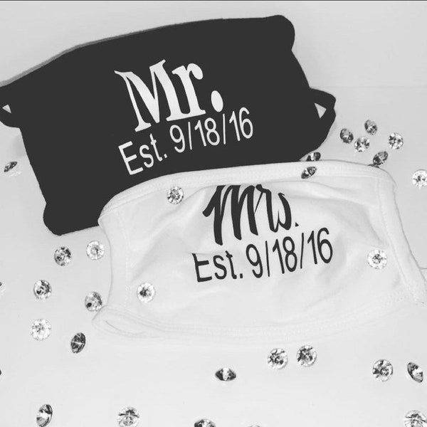 Custom Face Mask, personalized face mask, anniversary face mask, wedding face mask, his & hers face mask