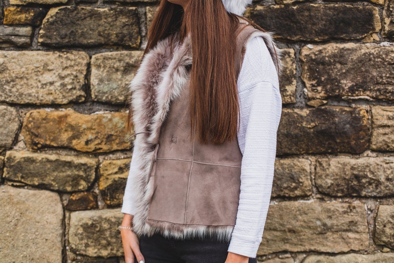Reversible Sheepskin Gilet Womens Toscana Lambskin & Suede Etsy