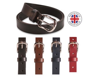 Full Grain Leather Belt - UK Made - Silver Buckle - Hawkdale