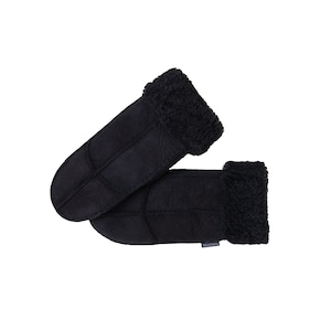 Womens Sheepskin Mittens Suede Leather Nordvek 308-100 Ladies Sheepskin Gloves Black