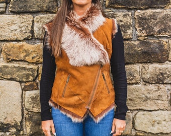 Womens Sheepskin Gilet - Toscana Lambskin Bodywarmer - Zip Fastening - Nordvek 717-100