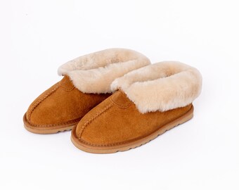 Mens Sheepskin Slippers By Nordvek - Genuine Sheepskin Lining With Suede Outer & Non Slip Rubber Sole - 436-100