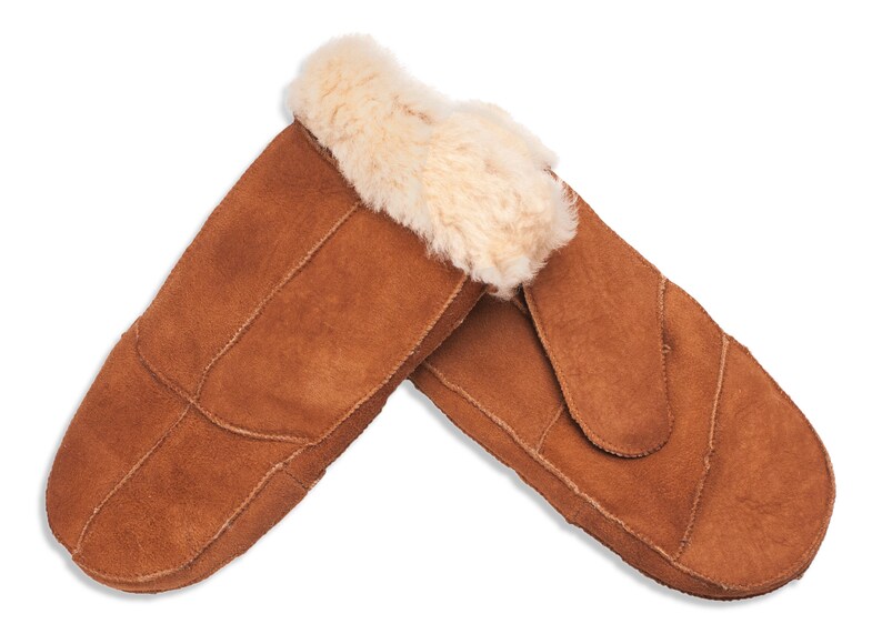 Womens Sheepskin Mittens Suede Leather Nordvek 308-100 Ladies Sheepskin Gloves Brown