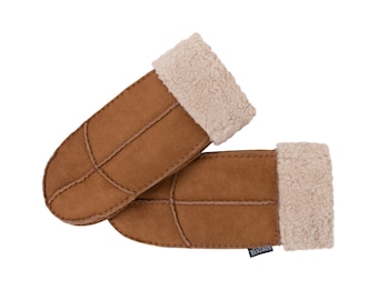 Womens Sheepskin Mittens - Suede Leather - Nordvek 308-100 - Ladies Sheepskin Gloves