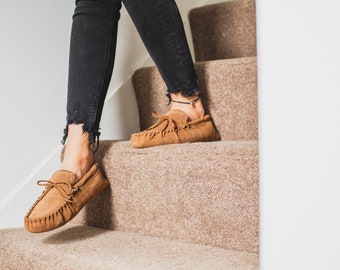 Mens Sheepskin Moccasin Slippers - Soft Leather Sole - Suede Leather with Sheepskin Wool Lining - Gents Nordvek 423-100