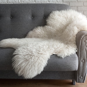 Genuine Sheepskin Rug - 100% Natural Pelt - Grade A Quality Large Double Quad XXL