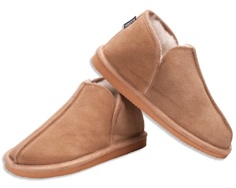 Mens Sheepskin Slippers - Soft Wool Blend Booties - Hard Non Slip Sole - Nordvek 448-100 - Gents