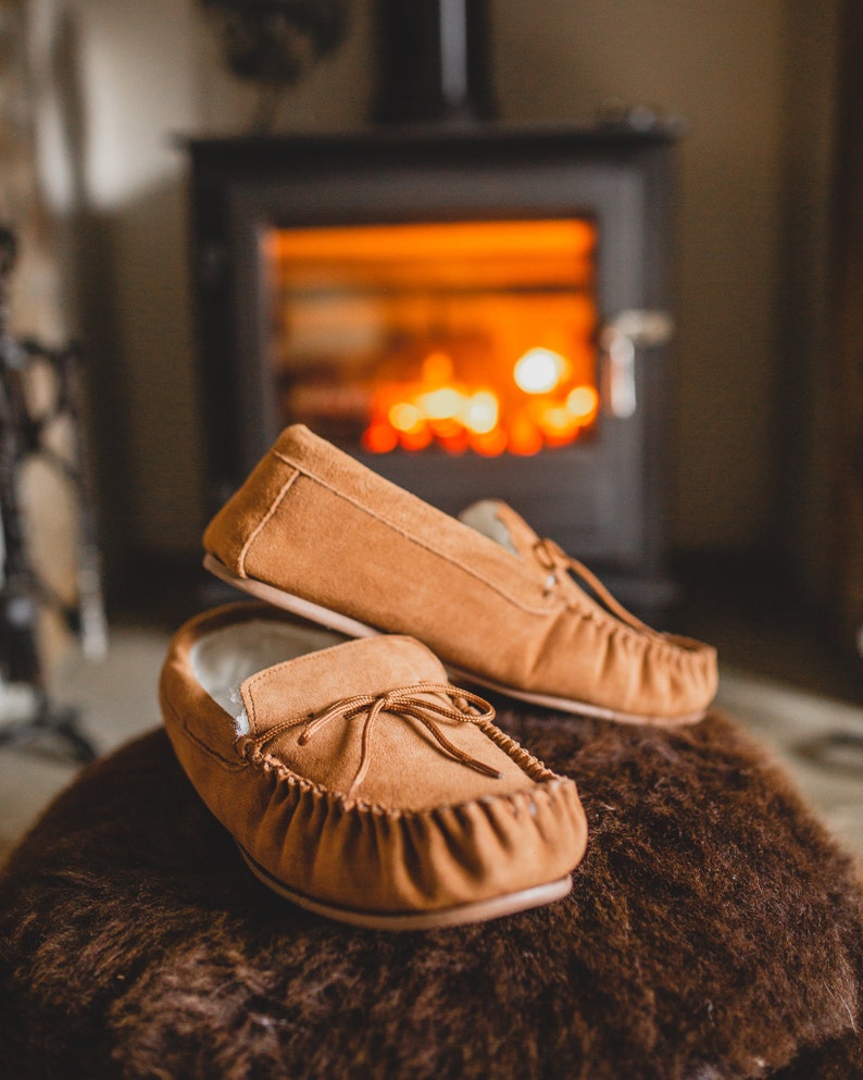 moccasin slippers with rubber sole