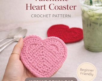 Valentine Herz Untersetzer Häkelanleitung | Easy Anfänger Häkelanleitung, Herz Untersetzer PDF | Valentinstag häkeln Dekor, Instant Download