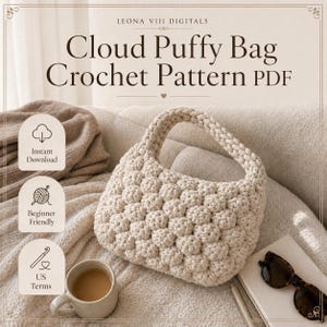 Presente de última hora para o Dia das Mães! Molde de crochê em PDF para bolsa fofa, tutorial de bolsa, alça de ombro com fio, iniciante, termos americanos, amigurumi, presente para ela.