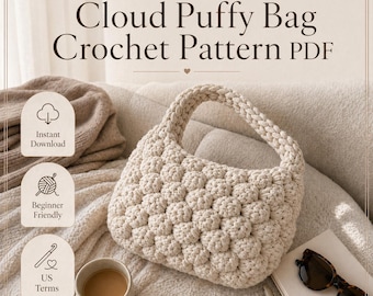 LAST Minute Mother's Day Gift! Puffy Bag Crochet Pattern PDF, Purse Tutorial, Yarn Shoulder, Beginner, US Terms, Amigurumi, Gift for Her