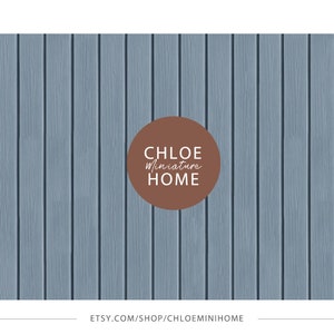 Sky Blue Shiplap Dollhouse Wood Wallpaper 1:12 Scale, Miniature Wallpaper, Tiny Printables 8.5 x 11" and 11 x 17" and A4 and A3 Sheets