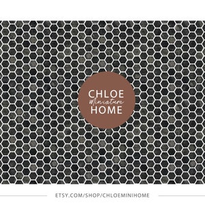 Dollhouse Wallpaper 1:12 Scale Hex Gray Mosaic Modern Miniature Diorama Roombox Printable Download 8.5 x 11" and 11 x 17" & A4 and A3 Sheets