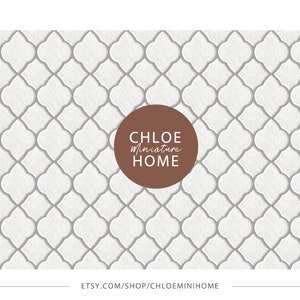 Dollhouse Porcelain Moroccan Tile Wallpaper, 1:12 Grey Modern Classic Tiny Tile Floor, 8.5 x 11&quot; and 11 x 17&quot; & A4 and A3 Printable Sheets