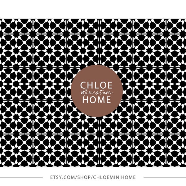 Dollhouse Tile Printable Wallpaper 1 12 Scale, Miniature Wallpaper Roombox Printable Download 8.5 x 11" and 11 x 17" & A4 and A3 Sheets