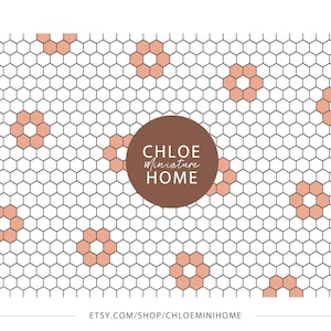 Dollhouse Hex Blush Pink Tile Miniature Wallpaper, 1:12 Mini Modern Flooring, Download 8.5 x 11&quot; and 11 x 17&quot; and A4 and A3 Printable Sheets