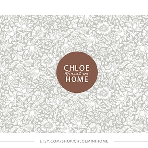 Puppenhaus Blumengarten Tapete, moderne Neutral Beige Mini 1:12 Printables, Tabloid, Letter, A4, A3 druckbare Miniatur Tapete